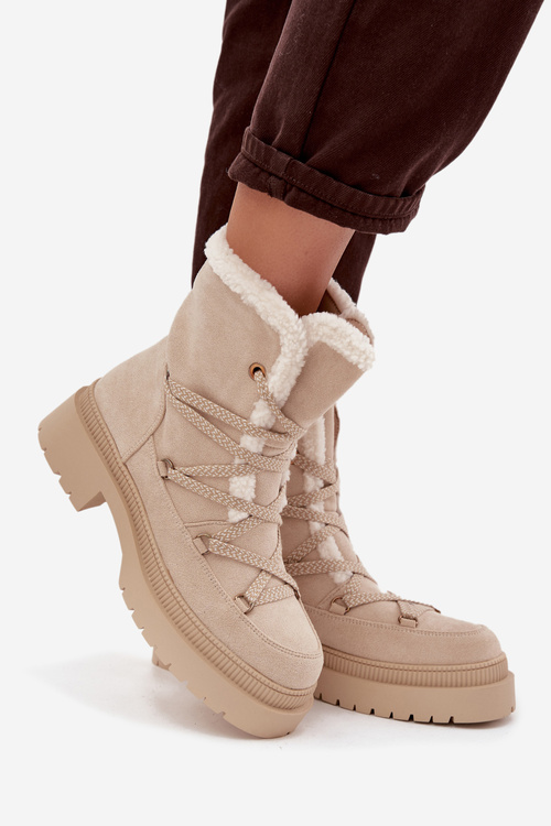 Dámské sněhule s kožíškem Béžové Irmara