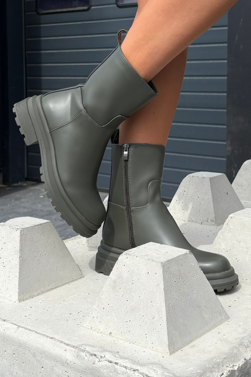 Dámské kotníkové boty na platformě a plochém podpatku Zelené Levira