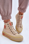 Dámske tenisky s vysokým materiálom na platforme Big Star LL274187 Beige