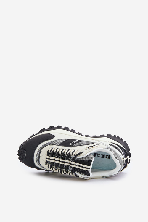 Kožené Dámske Sneakersy Na Platforme Big Star OO274A220 HI-POLY SYSTEM Biela-Čierna