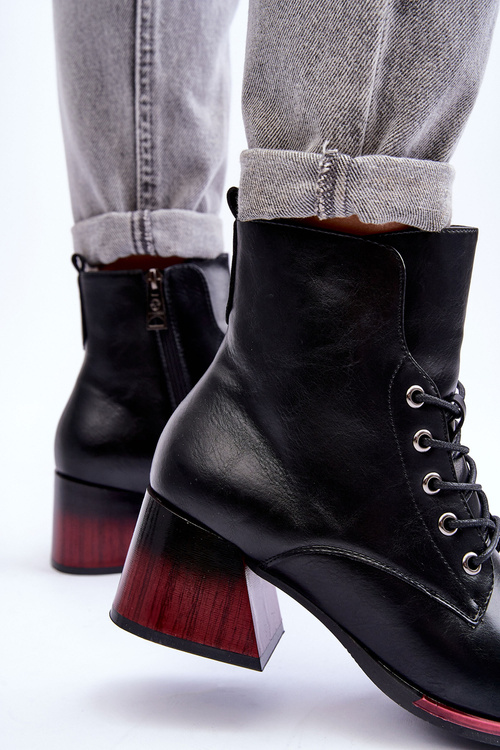 Čierne vysoké podpätky kože Luloshe