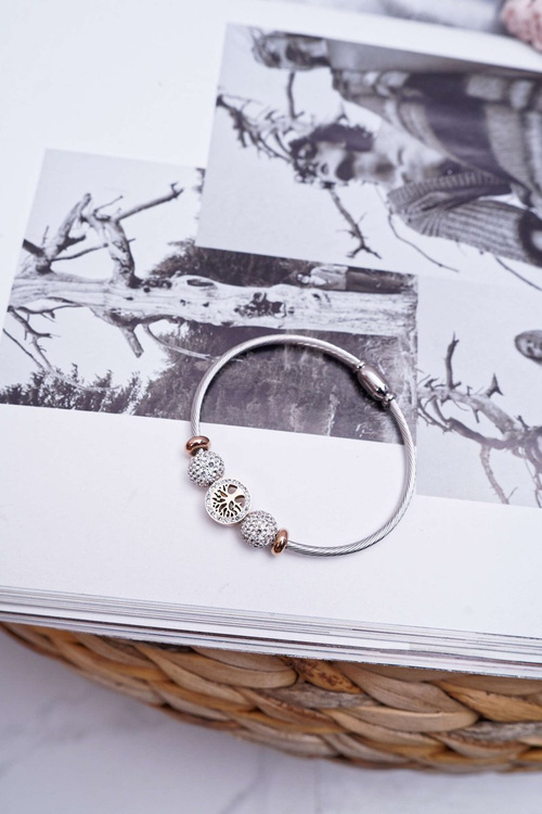 Dámsky náramok s zirkónmi ružový zlatý strom života nemodar