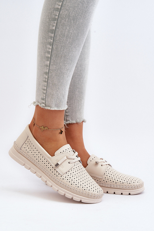 Dámske béžové kožené vyrezávané topánky Darnissa