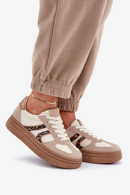 Dámske Sneakersy Na Platforme Béžové Lesida