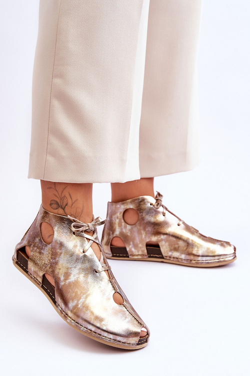 Světlé kožené boty Maciejka 03426-42 zlate