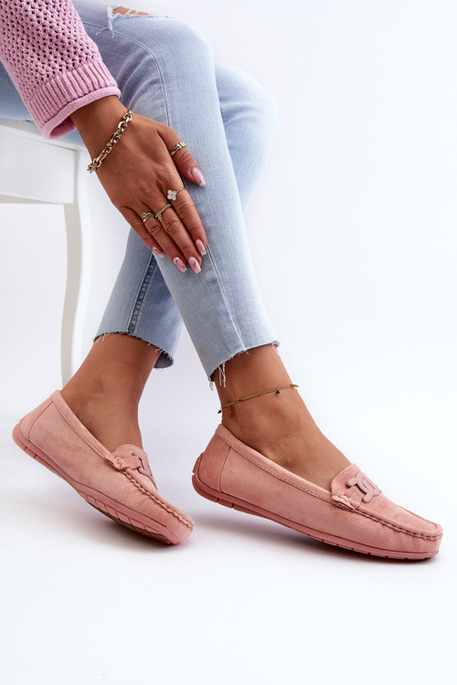 Dámske módné semišové mokasíny svetloružové Rabell