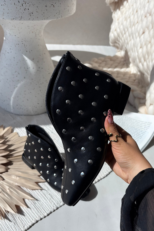 Dámske členkové topánky s jemným podpätkom čierne Elvienne