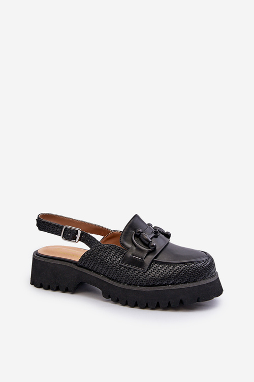 Dámské sandály na ploché podrážce s ozdobou Černé D&A MR38-656