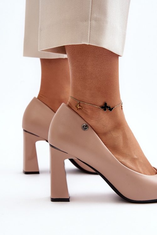 Lodičky na podpatku z ekokože béžové Giseleni