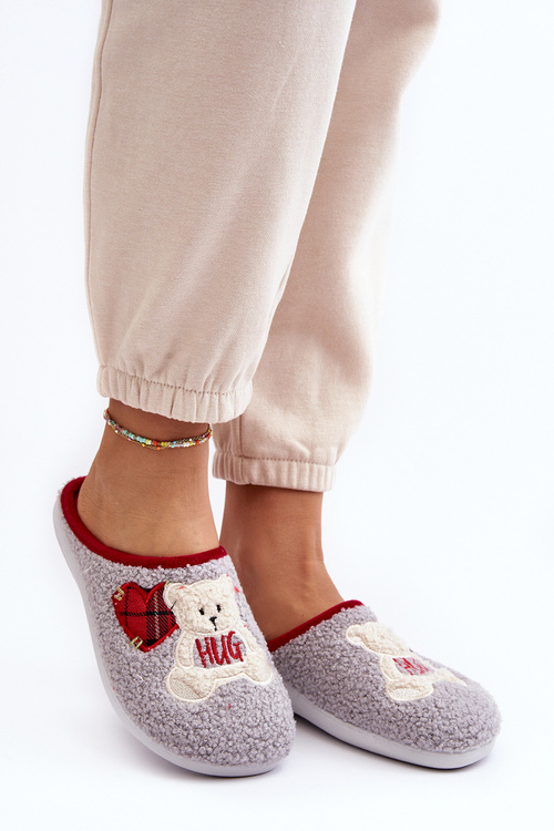 Dámské domácí pantofle Kapcie s medvídkem Inblu EC000095 šedé