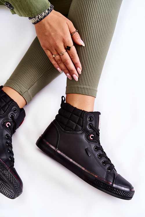 Dámske vysoké tenisky krížové džínsy KK2R4058C Čierne