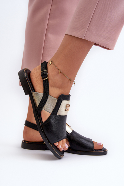 Zazoo 40385 Dámské Kožené Sandály Černé