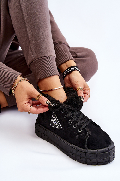 Vysoko izolované semišové čierne tenisky Evren