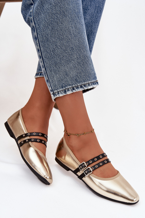 Dámské baleríny s zlatými pásky Deliora