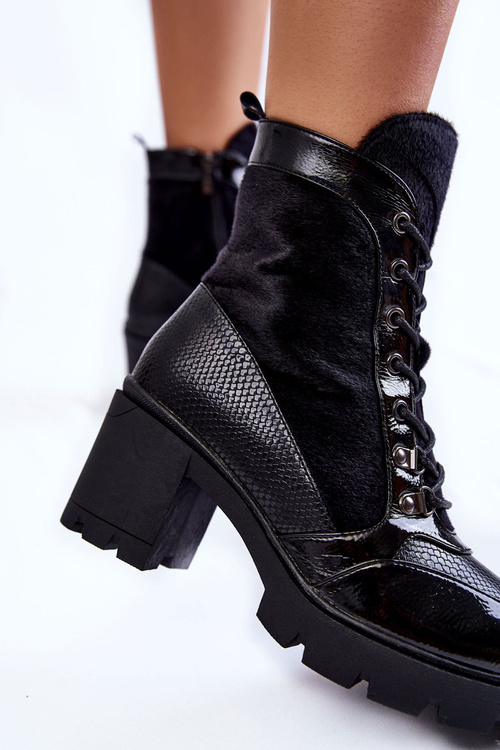 Dámské kožené kozačky na vysokém podpatku La.Fi 260063B-LA Černe