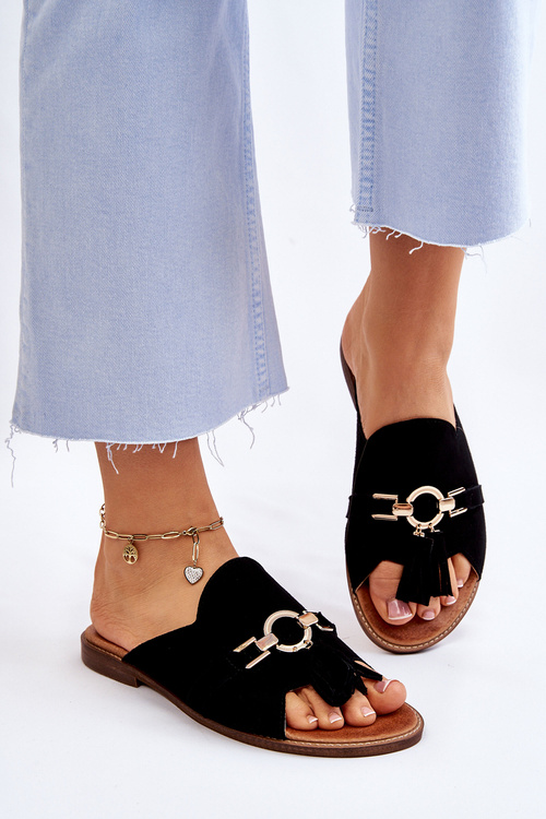 Dámske topánky Suede Lewski 3226 Black Flip -flops