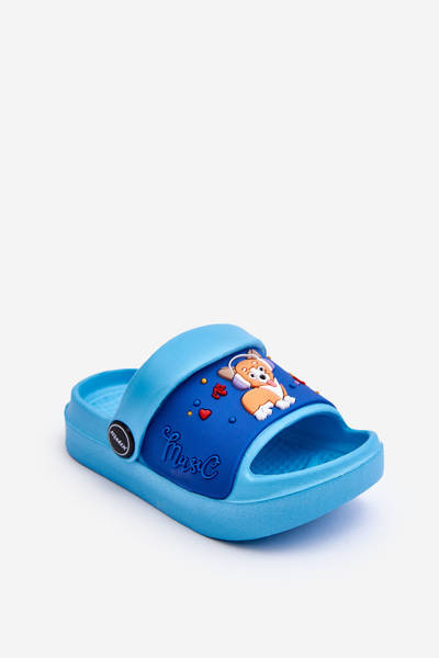 Ľahké detské sandále s modrým motívom psa Rico
