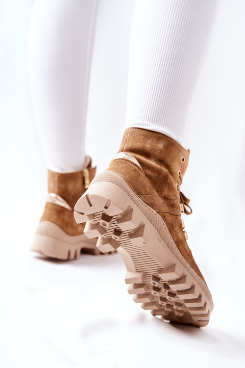 Polstrované Semišové Boty Béžové Sandstorm