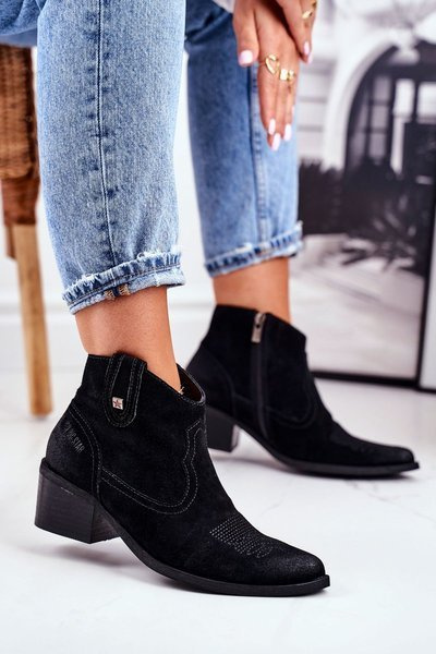 Dámske topánky na Big Star Black GG274329 Kožený príspevok