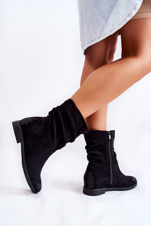 Ženské semišové topánky s vysokým čiernym Venisom