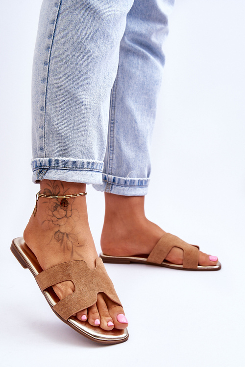 Dámské klasické semišové pantofle Béžová Evana