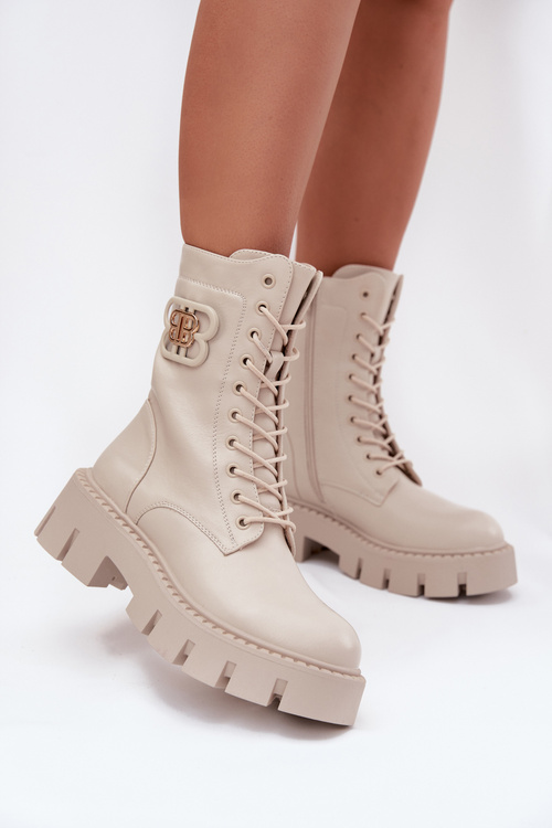 Zateplené dámske workery s ozdobou svetlo béžové Melisse