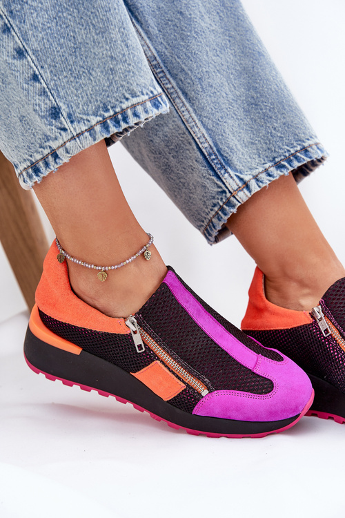 Kožené sneakersy na klínu Maciejka Černé 06853-15