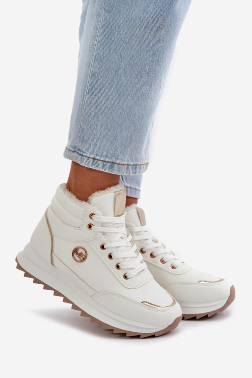 Čižmy Dámske Športové Topánky Zateplené Na Platforme Biele Ariatte