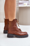 Zateplené boots workery na zips hnedé Leairae