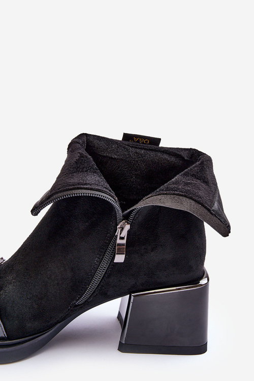 Kožené Boty Na Masivním Bloku SBarski MR870-70 Černé