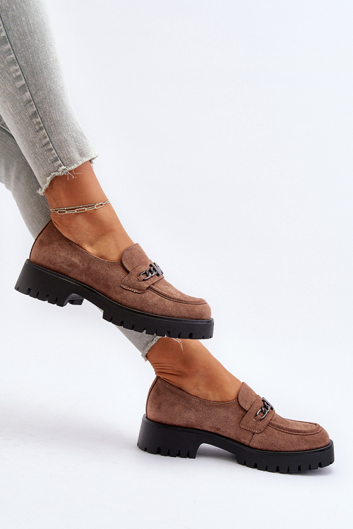 Dámské kožené mokasíny s ozdobou tmavě zelené Loraleima