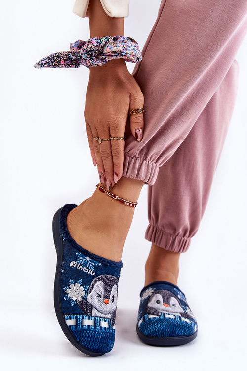 Dámské domácí pantofle Penguins Inblu EC-81-004 Námořnická modrá