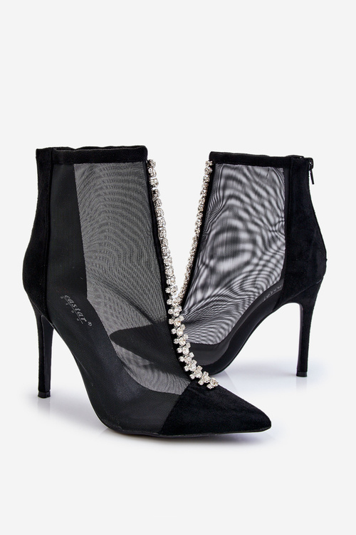 Módní dámské boty Mesh Stiletto Černé Rummi