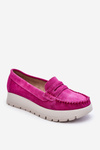 Suede Loafers na platforme Fuksja Lemar Milana