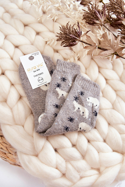 Dámske vlnené ponožky v šedých ľadových medveďoch
