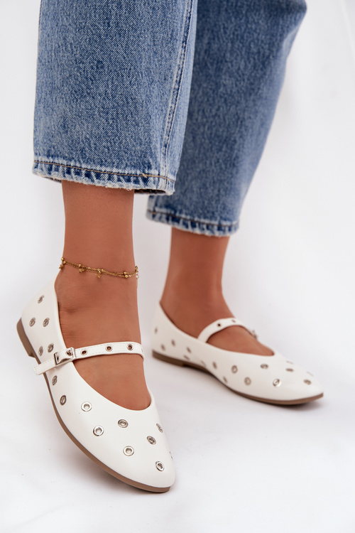 Dámské baleríny se stříbrnými prvky bílé Marivon