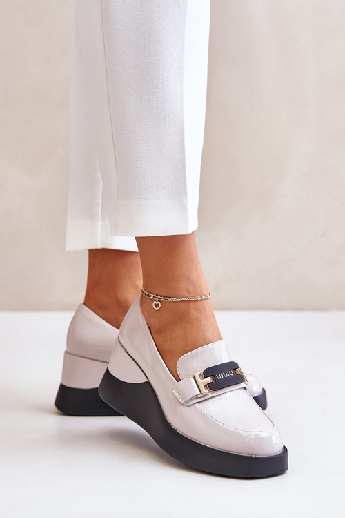 Lakovane Mokasíny Na Platforme Sivé Vinceza 58337