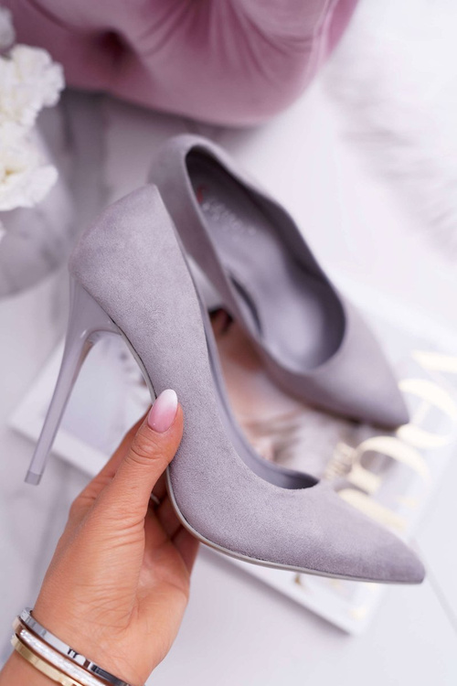 Dámské semišové lodičky na jehlovém podpatku šedé Yanna