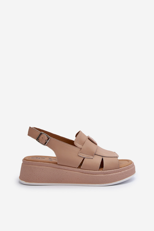 Kožené dámské sandály na platformě a klínku tmavě hnědé Vivitellia