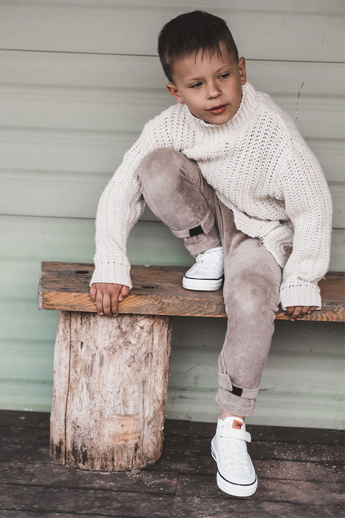 Dětské kožené tenisky na suchý zip Bílý Bruni