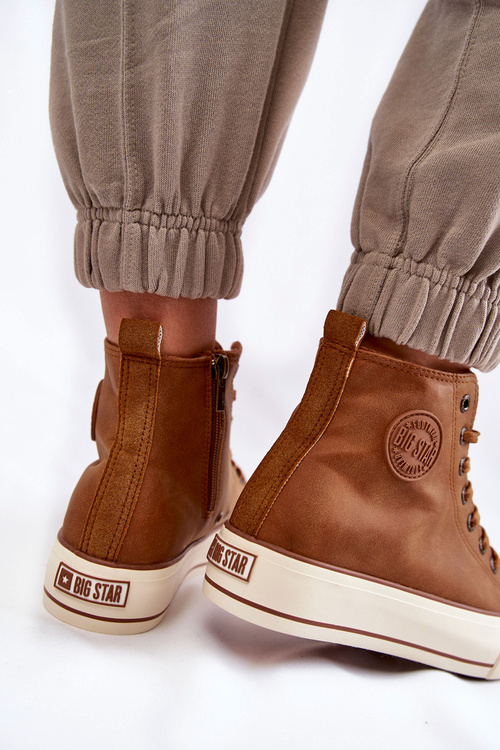 Dámska vysoká izolovaná veľká hviezda KK274171 Brown Sneakers