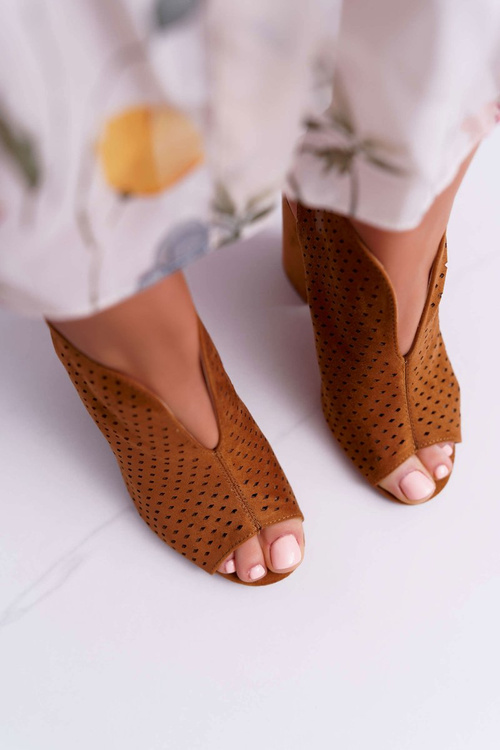 Dámské Sandály Na Podpatku Peep Toe Camel Nevienna