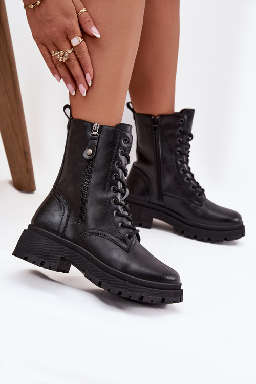 Dámske pracovné čižmy s izoláciou so dvojitým zipsom čierne Perlina