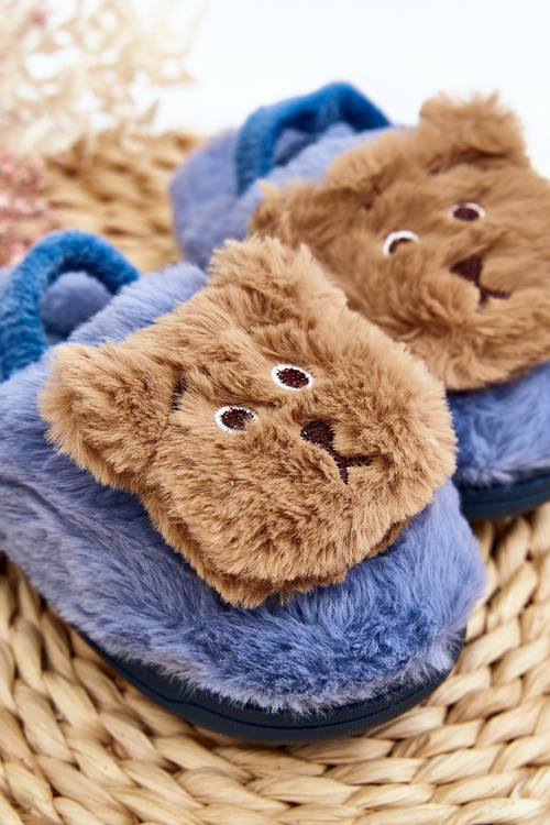 Dětské plyšové pantofle s medvídkem modré Dicera