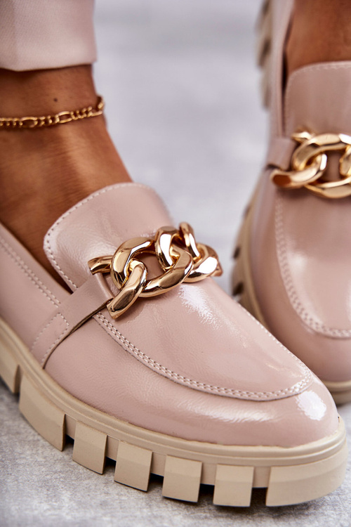 Lakované Mokasíny Na Platformě Béžove Inger