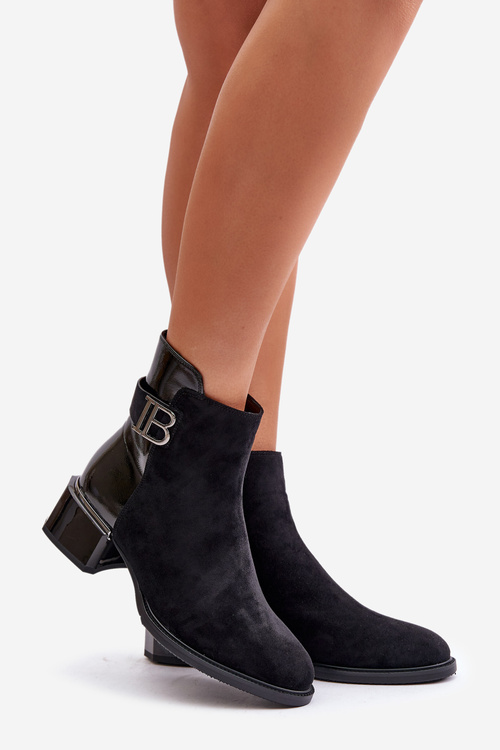 Elegantní Boty Na Podpatku Zateplené MR880-040 Černé