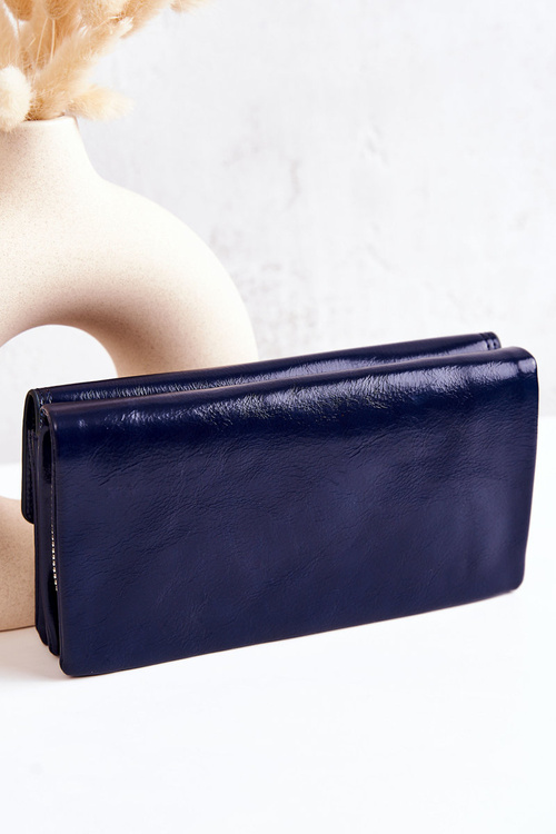 Veľké kožené peňaženky pre Loreine Navy Blue Slider