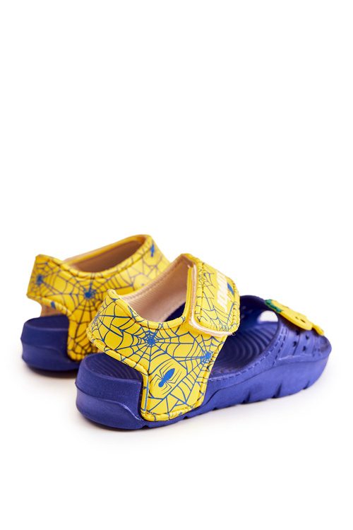 Dětské lehké sandály s důvěryhodnými dekoracemi tmavě modrá a žlutá Trusty