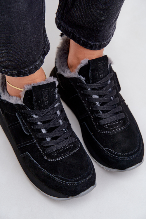 Dámské Tenisky S Kožíškem A Lesklým Prvkem Big Star OO274580 Černé