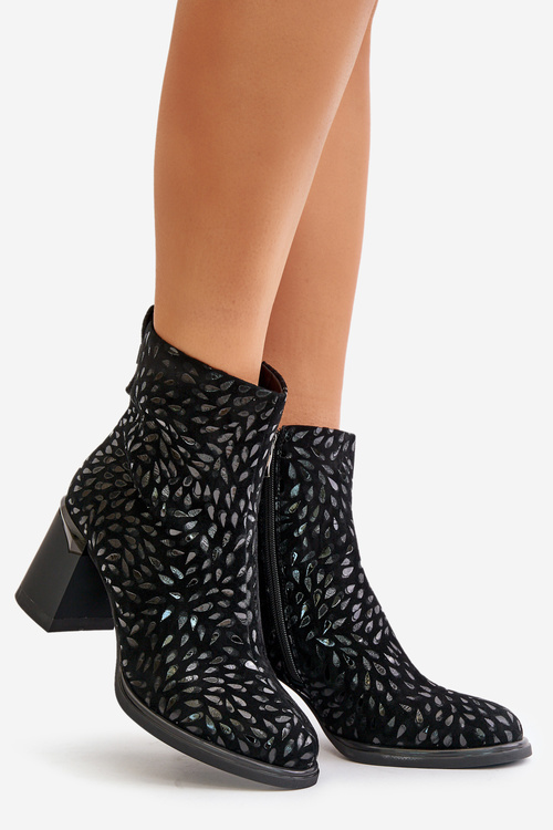 Dámské Boty Zateplené Na Podpatku Černé D&A MR880-085